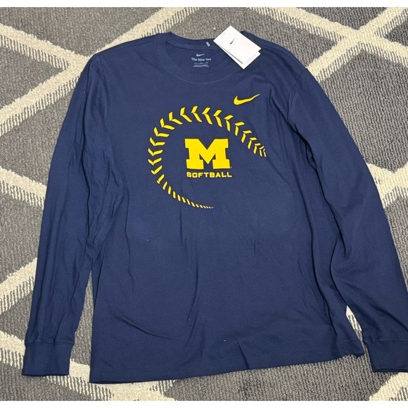 Nike Other - New With Tags Nike Michigan Wolverines Navy Blue Mens L Shirt Softball NCAA
